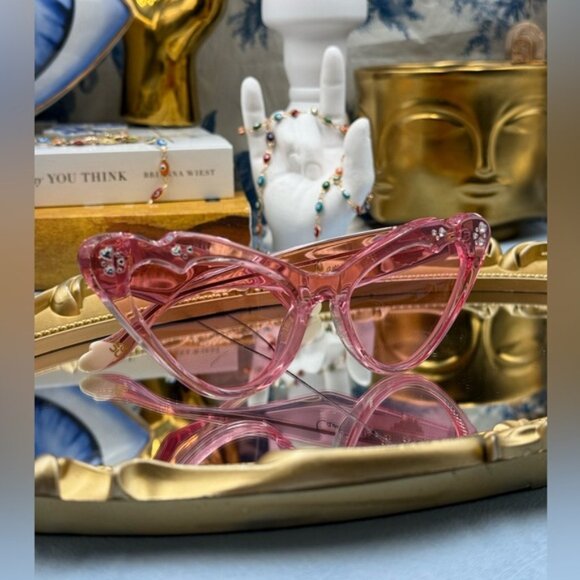 🆕 CAMILLA 🧿 NWOT Flutterby Sunglasses, Pink Transparent Acetate & Pink Lens - Picture 7 of 16